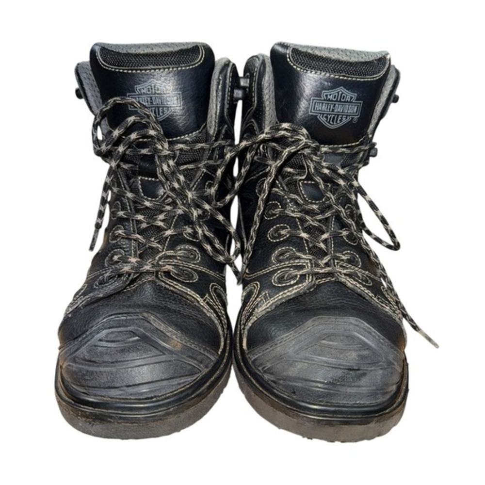 Harley Davidson Motorcycle Leather Mens 10 Pre-Owned Black Boots Foxfield D93344